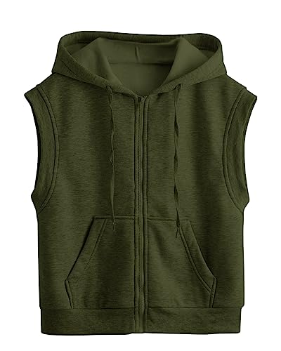 Laocerence Girls Boys Basic Sleeveless Zipper Vest Hoodie Casual Sweatshirt Soild Tank Tops Kanga Pocket Outerwear Coat Jacket #TOP14
