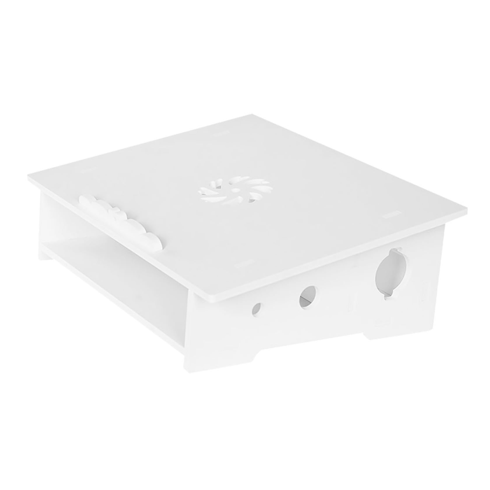 jojofuny Supporto per Laptop in Legno-plastica Bianco, Angolo Ergonomico e Antiscivolo, per Ufficio e Casa, Spazio Portaoggetti