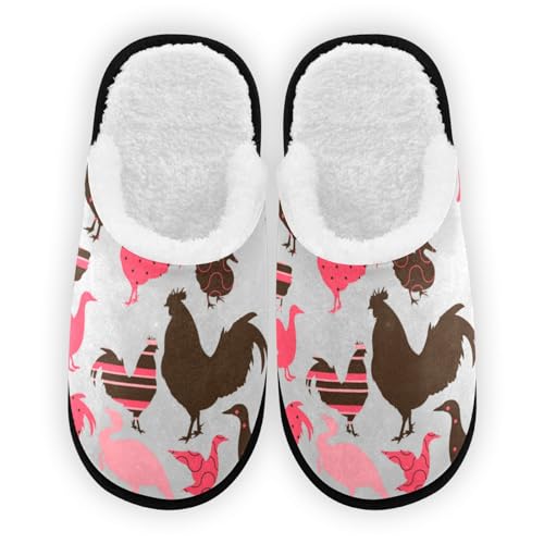 Farm Animals Rooster Chicken Goose Duck House Slippers for Women Men
