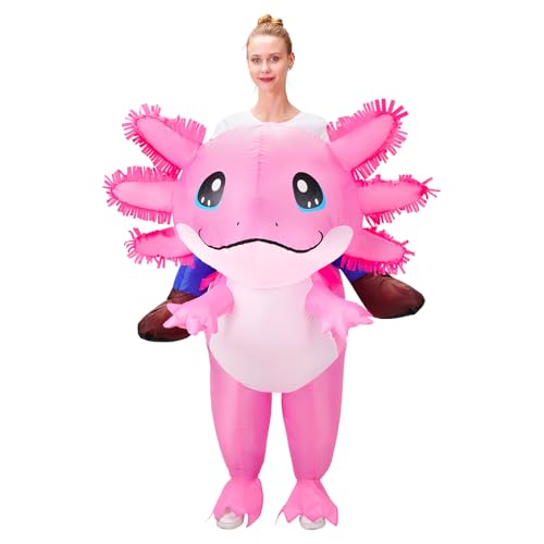 Stegosaurus Axolotl Costume Inflatable Costume for Adult Halloween Costumes Air Blow up Costumes Funny Ride on Axolotl Costume for Cosplay Party3