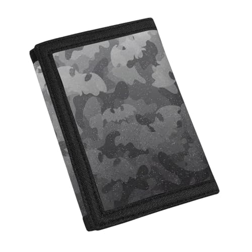 Rshubino Grey Camo Kids Wallets for Boy 10-12 PU Leather Purse for Teens ID Card Holder Wallet with Coins Pocket Slim Trifold Wallet Picture Holder Insert Clear for Travel