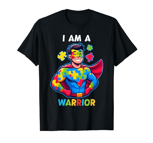 Bambini Superhero I Am A Warrior Toddler Boys Autism Awareness Maglietta