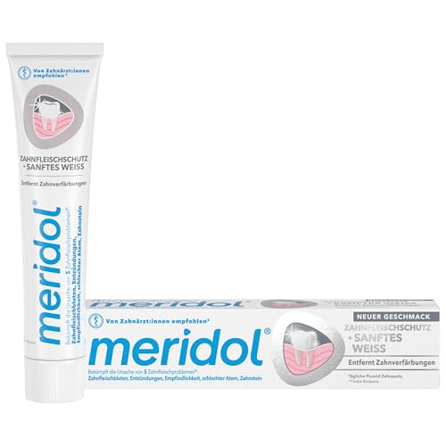 meridol Zahnpasta Sanftes Weiss 75 ml - antibakterieller Effekt, Zahncreme schützt vor Zahnfleischentzündungen, für natürlich weiße Zähne