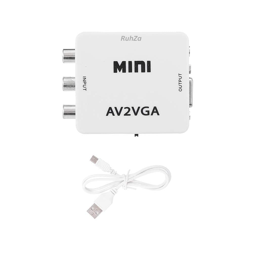 RuhZa AV RCA to VGA Adapter Audio Video Converter,Composite AV to VGA 3.5mm TV Video Playing Adapter 1080p with USB Power Cable VCD DVD Projector TV Set Top Box AV2V-SM01 (B0D9K7FC19) Amazon Price History, Amazon Price Tracker
