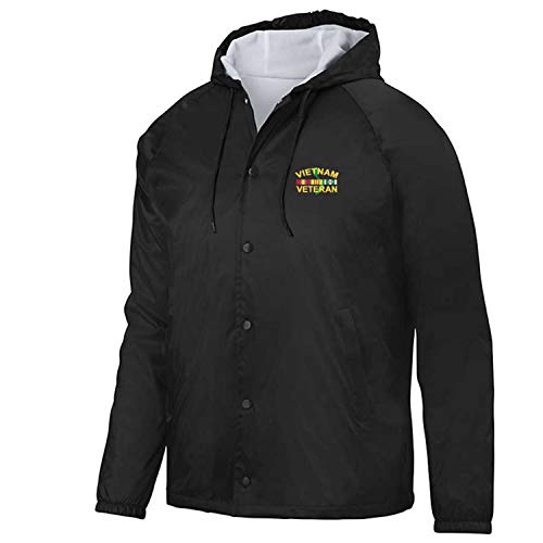 VetFriends.com Vietnam Veteran Embroidered Hooded Sports Jacket with 3 Ribbons and Map Graphics (Large)