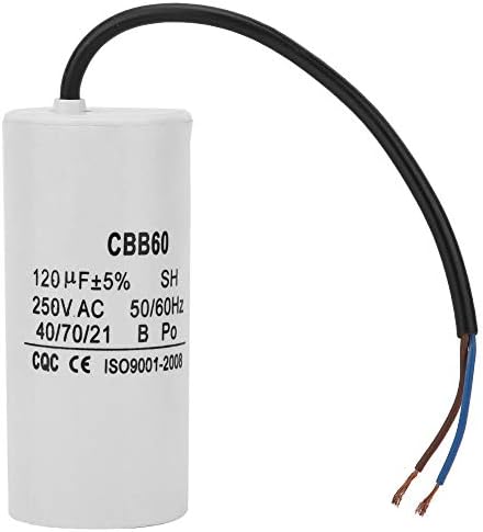 Vikye CBB60 Run Capacitor 250V AC 120uF 50/60Hz with Wire Run Round Capacitor for Motor Air Compressor, Air Conditioners, Compressors and Motors