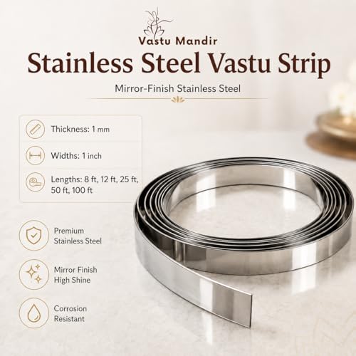 Image of Stainless Steel Strip - 1 mm Thick - 1 inch Wide - 8 Feet - Vastu Remedy for West Direction and Toilet Correction
