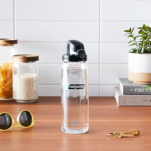 Nalgene Sustain Tritan BPA-Free On The Fly Water Bottle Made with Material Derived from 50% Plastic Waste (Using ISCC Certified Mass Balance), 24 OZ, Clear with Black - Image 3