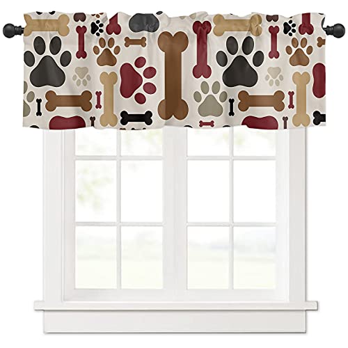 Valance Curtain For Kitchen Windows/Living Room/Bedroom/Cafe, Cute Colorful Pets Paw Print Window Curtain Valance Rod Pocket 54 Inch By 18 Inch, 1 Panel #TOP1