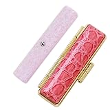 クリスタルスワロ付き花はんこ【12.0mm】クロコ風印鑑ケース付 印鑑 はんこ 銀行印 認印 (桜＋ピンク)