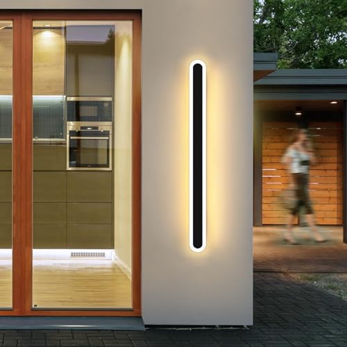 Image of Mikeru 120CM Acrylic Wall Light, 3000K Warm White Christmas Lights Downlight Wall Light Garage LED Wall Lighting IP65 Oval Outdoor Garage Lights External for Proch, Balcony