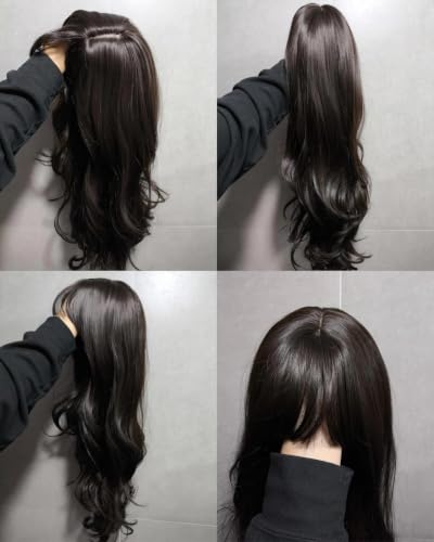 InsQueen Black Wig with Bangs Long Wavy Synthetic Wigs for Women (26 Inch) — view 2