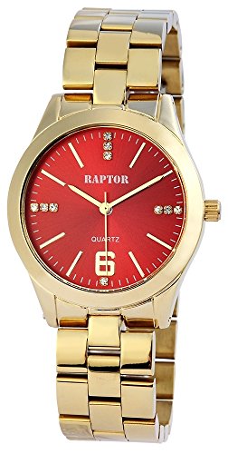 Preisvergleich Produktbild Raptor Damen - Uhr Metall Armbanduhr Strass-Steine Analog Quarz RA10066