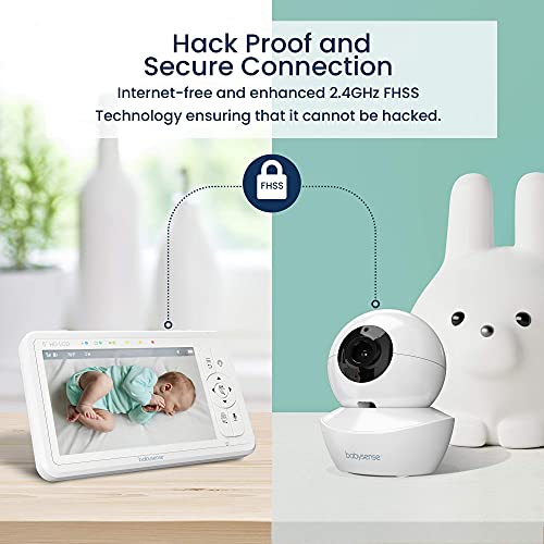 Image of Babysense True Sleep Duo - HD Video & Movement Baby Monitor - HD Bundle Pack - HD Split Screen 5 inch Video Monitor with Two PTZ Cameras & Babysense 7 Under-The-Mattress Baby Movement Monitor - 2 in 1
