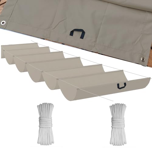 Toldo retráctil ondulado, ajustable, protección contra rayos UV, protección solar, impermeable, jardín, 180 x 400 cm, caqui