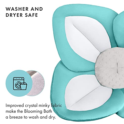 Blooming Bath Lotus Baby Bath Seat - Plush Minky Baby Sink Bathtub Cushion - The Original Washer-Safe Flower Seat For Newborns - Seafoam/White/Gray #TOP3
