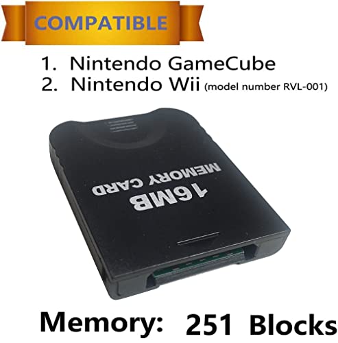 Hyamass 16MB(251 Blocks) High Speed Gamecube Memory Card, Game Memory Card Compatible for Nintendo Gamecube and Wii Console Accessory Kits - Black