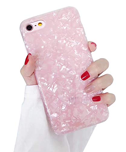 Dailylux Case for iPhone 8, iPhone 7, Glitter Pearly-Lustre Semi-Transparent Shell Protective Phone Case with Soft Back Cover for iPhone 7/8 4.7