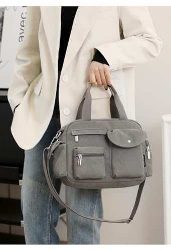 Image of Canvas Tote Bag for Women with Multiple Pockets Handbag Large Crossbody Bag Everything Everyday Bag for Work Daily