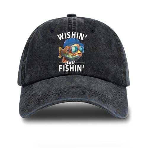 Image of Fishing Adjustable Cotton Baseball Cap, Funny Trucker Hat Gift for Men Women Grandpa Dad Fishing Lover Fisherman