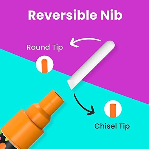 Liquid Chalk Pens (30 Pack 6mm) Pastel + Neon Chalk Markers - Erasable Dry Erase Pen for Blackboards, Chalkboard, Window, Glass - 6mm Reversible Bullet & Chisel Tip