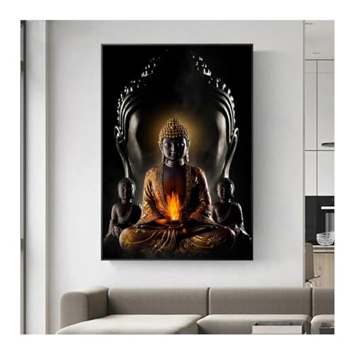 Toile moderne Bouddha 80x110 cm : peinture murale de prestige avec cadre intégré