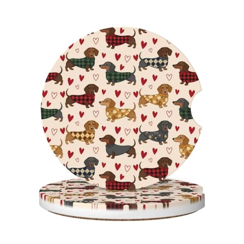 Portavasos para carro Dachshund rojo 2 piezas miniatura 1