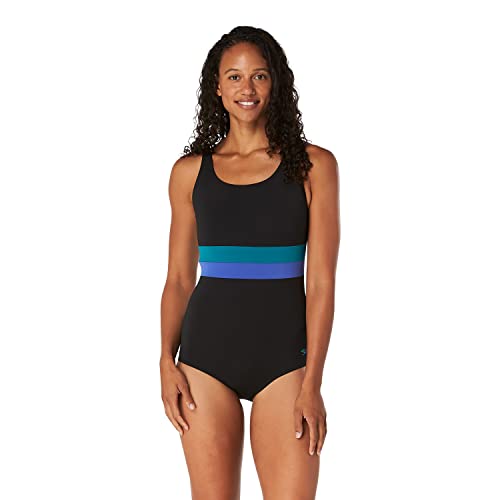 Speedo Women's Banded Adjustable Strap Colourblock One Piece Swimsuit - Speedo Black, 18 by Speedo - Used condition - CA$56.95