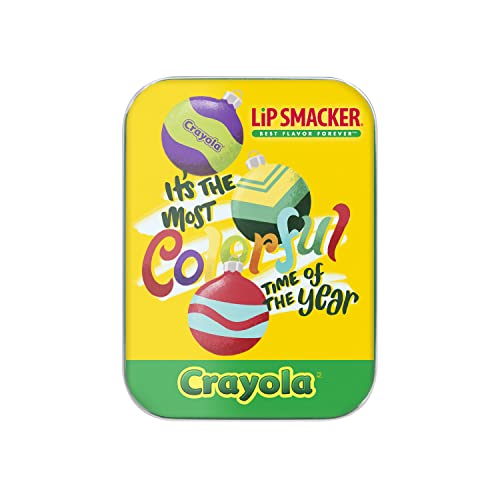 Lip Smacker Holiday Christmas 3 Pcs Flavored Lip Balm Tin Crayola Stocking Stuffer For Kids #TOP1