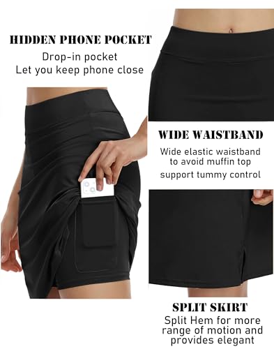 COOrun Women's 20" Knee Length Skorts Skirts Athletic Tennis Skorts Long Golf Skirt with Pockets Modest Skirts3