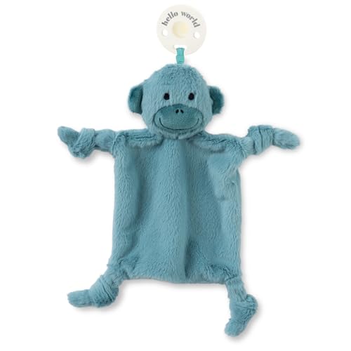 Image of Bella Tunno Bubbi Buddy - Soft, Plush Lovey Pacifier Holder for Baby Pacifiers to Soothe, Comfort, and Bring Baby Teething Relief, Colorful Animal-Themed Baby Lovey (Monkey)