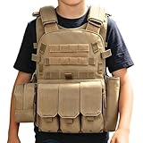 Jugend-Airsoft-Weste – verstellbare taktische Schutzausrüstung mit mehreren Beuteln, leichte Utility-Weste | Outdoor-Weste im Angelstil für Paintball-Training, Cosplay, Kampf, Rollenspiel, Schutzkostü