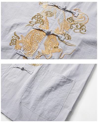 Rfmfkkg Mens Short Sleeve Suit Cotton Embroidery Chinese Style Middle-Aged Men's 2 Piece Outfit4