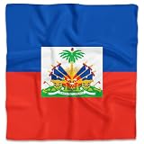 Dsiflylife Haitian Flag Silk Scarfs Women's Fashion Haitian Square Silk Scarf for Hair, Square Hair Wrap for Women Hand Rolling Edge