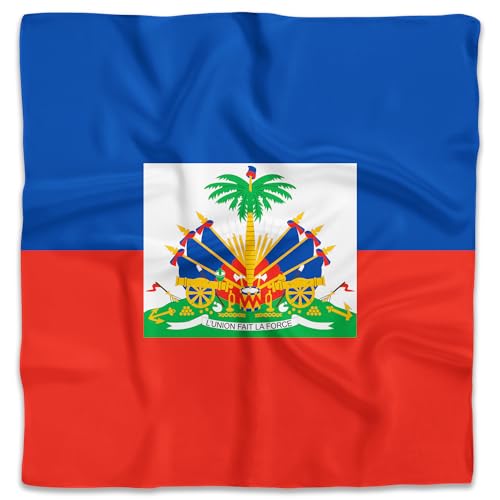 Dsiflylife Haitian Flag Silk Scarfs Womens Fashion Haitian Square Silk Scarf for Hair Square Hair Wrap for Women Hand Rolling Edge