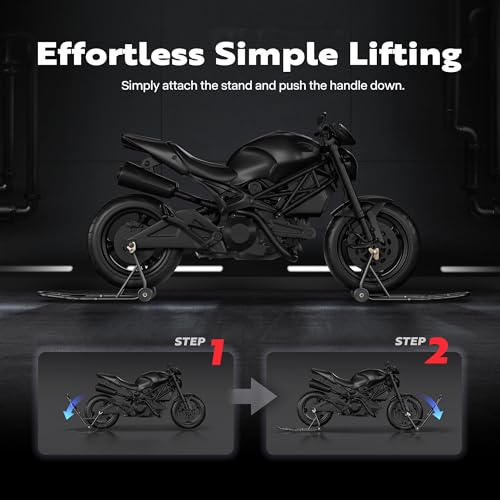 SPECSTAR Universal Motorcycle Stands, 882 Lbs Capacity Front Rear Wheels Lift Combo with U+L Adjustable Swingarm Spool, Heavy Duty Paddock Stands fit for BMW, Suzuki, Yamaha, Honda, Kawasaki, Black by SPECSTAR - Image 6