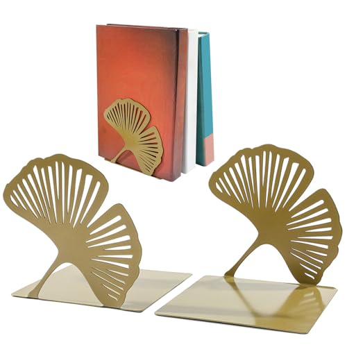 Libro Termina, Hojas de Ginkgo Extremos del Libro, tapón de Hoja Hueco Moderno en Forma de L, birthends de Metal Decorativo sin Esquema, Apoyo de Libros creativos para la Biblioteca de oficinas escol