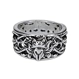 BESTonZON Anillo para Hombre de Aleación Diseño Vintage de Raposa Talla 10 Ajustable Anillo Elegante para Fiesta y Uso Diario Joyería Masculina Estampado Celta Decoración Única