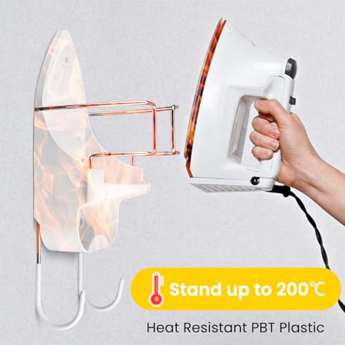Image of HASTHIP Wall Mount Iron Board Hanger Electric Holder Storage Organizer with Removable Hooks for Household Bathroom Laundry Room 3 PCS