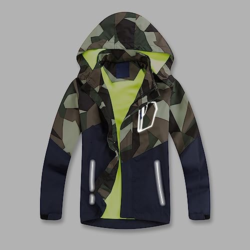 Kids Boys Lightweight Rain Jacket Camouflage 𝗛ooded Raincoat Zip Up 𝗪aterproof Windbreakers for Toddler Boy Jackets 4t3