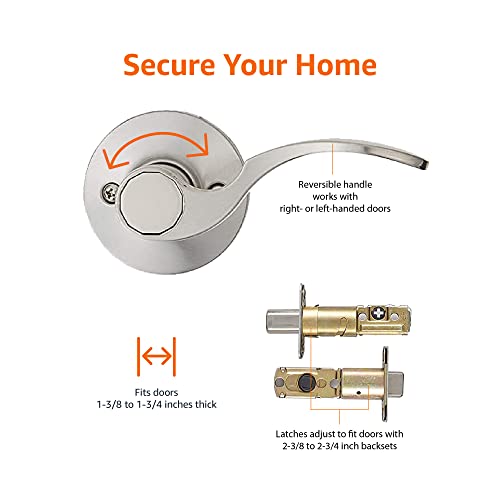Amazon Basics Handleset With Shelby Lever - Single Cylinder - Satin Nickel #TOP1