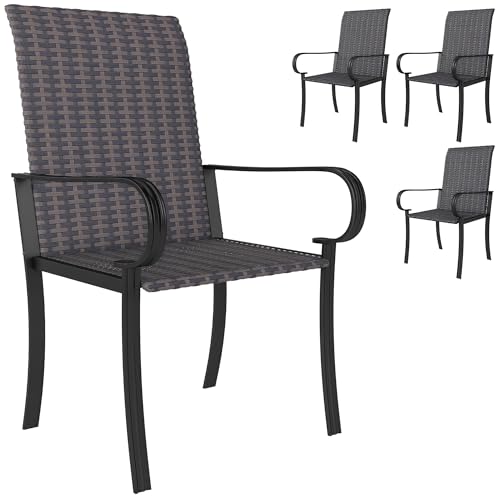Outsunny Set of 4 High-Back Rattan Chairs