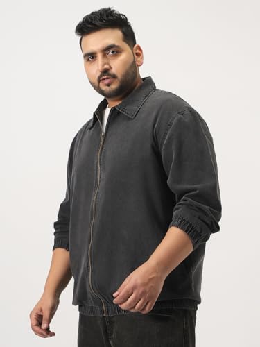 Image of Urbano Plus Men's Relaxed Fit Full Sleeve Harrington Denim Jacket