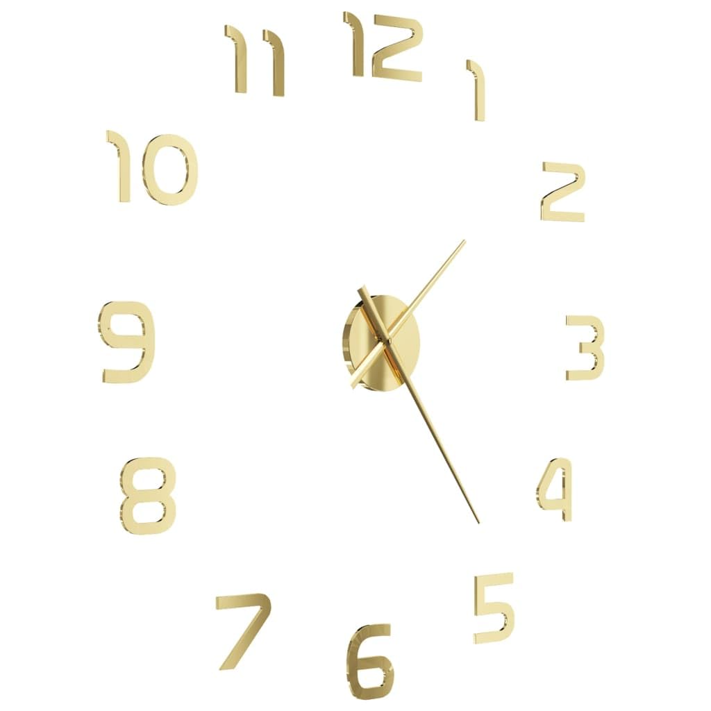 Reloj de pared 3D, diseño moderno, oro brillante, 100 cm, XXL, cuarzo, analógico, silencioso, decoración de pared para salón, oficina, dormitorio, habitación infantil, comedor, baño, pasillo