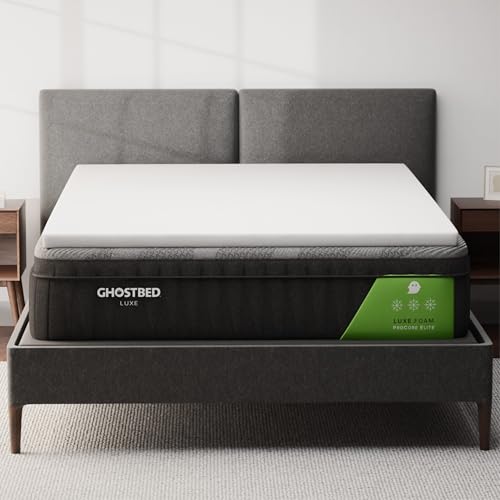 Ghostbed Firm Foam No Cover Mattress Topper, Twin 1.5 Inch Polyurethane Foam Firm Mattress Topper Twin for Back Pain, Durable and Easy to Install & Remove, Made in USA | CertiPUR-US Certified