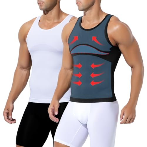Arjen Kroos Gaine Ventre Plat Homme 2-Pack - T-Shirt de Compression Homme - Débardeur Compression Effet Sculpté Immédiat