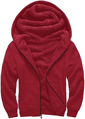 SCODI Hoodies for Men Heavyweight Fleece Sweatshirt - Full Zip Up Thick Sherpa Lined Red Alert-2XL