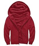 SCODI Hoodies for Men Heavyweight Fleece Sweatshirt - Full Zip Up Thick Sherpa Lined Red Alert-2XL