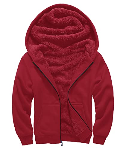 Scodi Hoodies For Men Heavyweight Fleece Sweatshirt - Full Zip Up Thick Sherpa Lined Red Alert-2Xl #TOP5