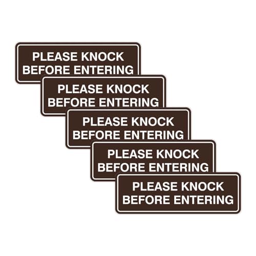 Standard Please Knock Before Entering Sign - Dark Brown - Small 5 Pack